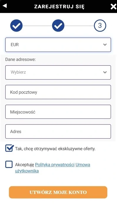 Podaj e-mail i utwórz hasło
